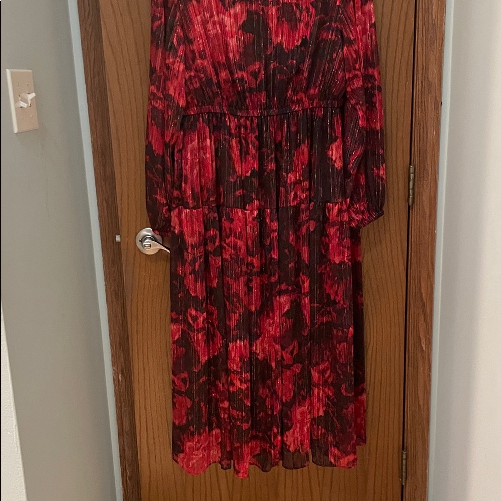 Lane Bryant UEC Women’s Size 16 Red and Black Abstract Floral Maxi Dress - Picture 11 of 13